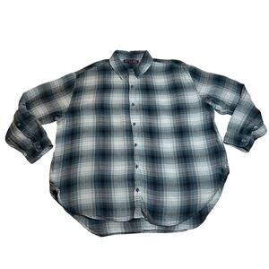 Gloria Vanderbilt Plaid Lightweight Button Up Shirt Size L Roll Tab Relaxed Fit